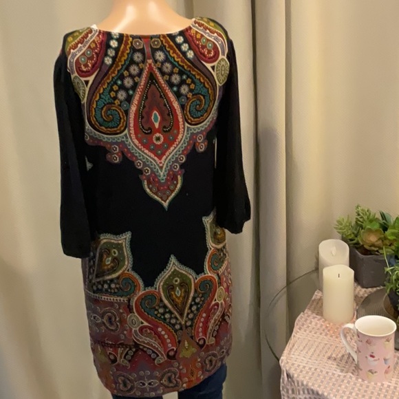 PTP 18 inches with stretch length 31” bohemian flare tunic dress 95% rayon - Picture 8 of 9